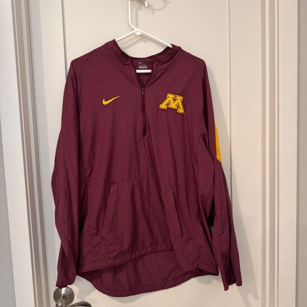 Nike Minnesota Golden Gophers Quarter Zip Windbreaker Maroon XL Distressed